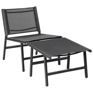 Set of 2 Garden Chairs MARCEDDI with Footstool Metal Black