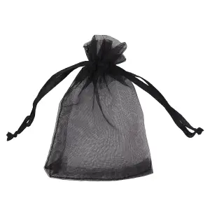 Neel Blue Pack of 100 Organza Bags, 7cm x 9cm Gift Bags Sheer Drawstring Pouches, Black