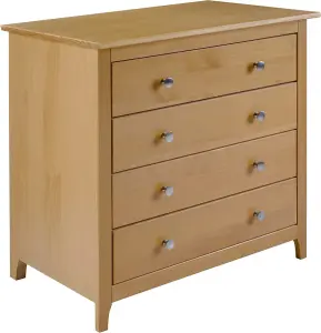 Oslo 4 Drawer Chest in Pine Finish Metal Handles