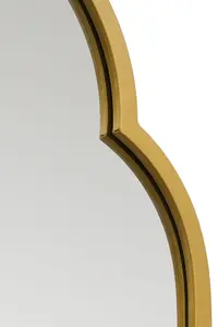 MirrorOutlet The Duplici Gold Metal Framed Double Arched Oval Garden Wall Mirror 150CM X 52CM