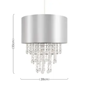 ValueLights Jesmond Grey Ceiling Pendant Shade and B22 GLS LED 10W Warm White 3000K Bulb