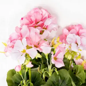 Blooming Artificial - Multi Pack Faux Geranium Bush Bundle - Outdoor Fake Flower