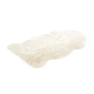 Uk Homeliving Ivory single longwool genuine sheepskin rug 105cm