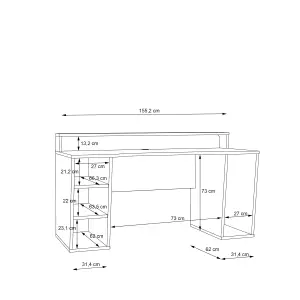 Loadout Black Gaming Desk 2 Shelves with Colour Changing LED