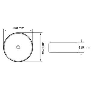 Berkfield Basin Ceramic Round Black 40x15 cm