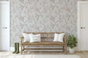 Boutique Eliza Blush Floral Smooth Wallpaper