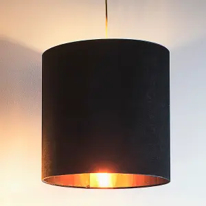 12" Black Velvet Drum Lampshade for Lamps and Ceiling