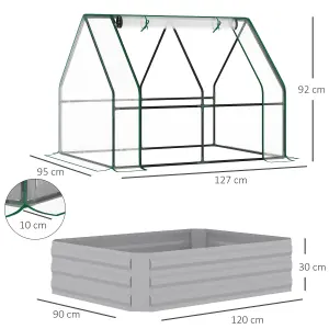 Outsunny Raised Garden Bed Planter Box with Greenhouse, Large Window, Clear