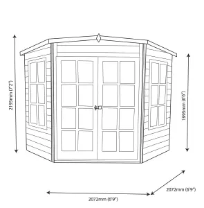 Shire with Double door & 2 windows Pent Wooden Summer house (H)2130mm x (W)2050mm