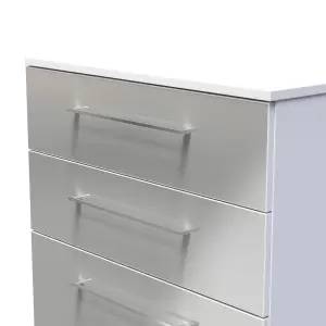 Chester 4 Drawer Deep Chest in Uniform Grey Gloss & White (Ready Assembled)