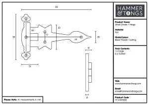 Hammer & Tongs - Ornate T-Hinge - W155mm - Black