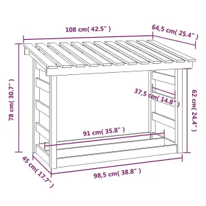 Berkfield Firewood Rack White 108x64.5x78 cm Solid Wood Pine