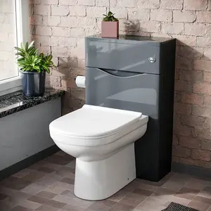 Nes Home Lyndon Modern Back To Wall Toilet Pan and WC Unit Soft Close Seat Grey