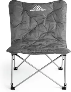 Butterfly Camping Folding Chair with Oversized Padded Moon Chair - Grey