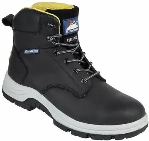 Himalayan S1P Black Waxy Leather Steel Toe Safety Work Boots for Optimal Protection