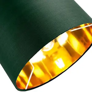 Contemporary Green Cotton 12 Table/Pendant Lamp Shade with Shiny Copper Inner