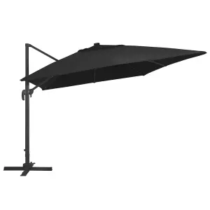 Berkfield Cantilever Umbrella with LED Lights and Aluminium Pole 400x300 cm Black