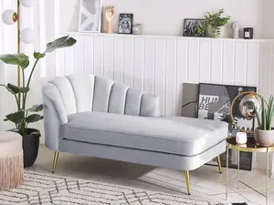 Left Hand Velvet Chaise Lounge Grey ALLIER