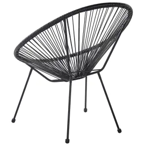 Set of 2 Garden Chairs ACAPULCO II PE Rattan Black