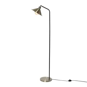 Litecraft Danica 1 Light Antique Brass Industrial Style Floor Lamp