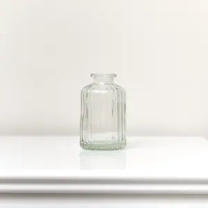 Melody Maison Clear Ribbed Glass Bottle Vase - 10cm