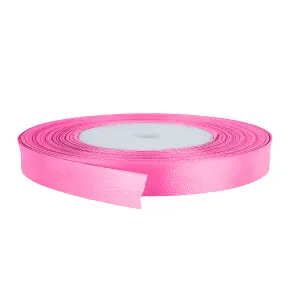 10mm Shocking Pink Double Sided Satin Polyester Ribbon Roll, 25 metres