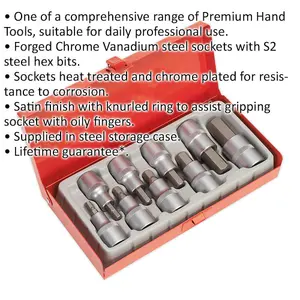 9 Piece Ball-End Hex Socket Bit Set - Durable 1/2 Inch Drive for All Your Needs