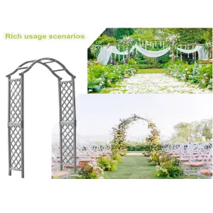 Garden Arch Wooden Pergola Feature Trellis Rose Climbing Plant Archway Grey Frame