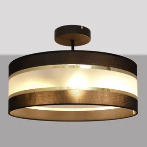 Luminosa Helen Cylindrical Pendant Ceiling Light Black, Gold 40cm