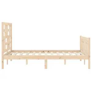 Berkfield Bed Frame with Headboard Small Double Solid Wood