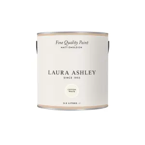 Laura Ashley Cotton White Matt Emulsion paint, 2.5L