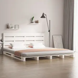 Berkfield Bed Frame White 180x200 cm Solid Wood Pine 6FT Super King