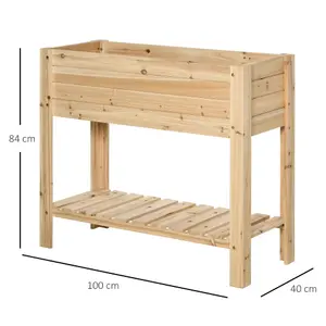 Outsunny Wooden Raised Garden Bed Plant Stand Box with Clapboard 100 x 40 x 84cm