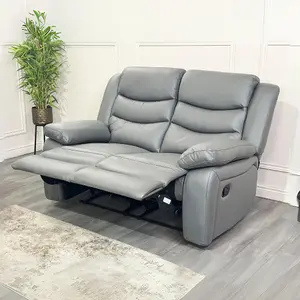 PS Global Aria 3+2 Seater Manual Fabric  Reclining Sofa Suite (Grey)