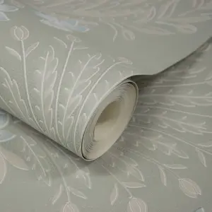 Grandeco Flora Damask Blown Vinyl Wallpaper, Taupe