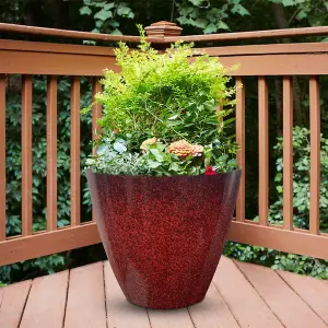 Set of 2  Glazed Effect 30Cm Savannah Planters - Cherry Red