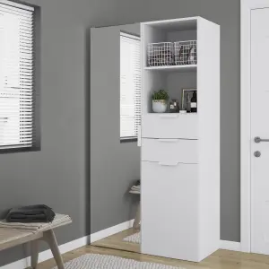 GoodHome Atomia Freestanding White Mirrored Small Wardrobe, clothing & shoes organiser (H)1875mm