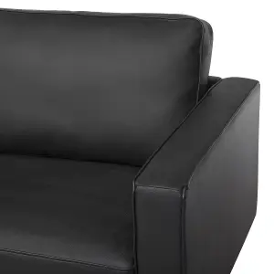 3 Seater Leather Sofa Black SAVALEN