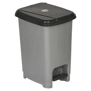 URBNLIVING 8L Grey Mini Pedal Bin Kitchen Bathroom Toilet Recycle Waste Garbage Storage Dustbin