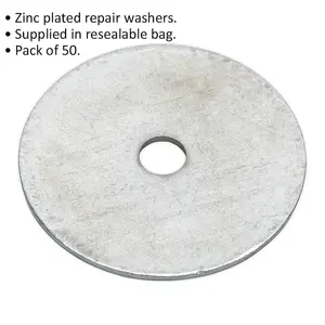 50 PACK - Zinc Plated Repair Washer - M6 x 38mm - Metric - Metal Spacer