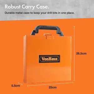 VonHaus HSS Metal Drill Bit Set, Carry Case, 99 Pcs 1.5-10 mm High Speed Steel Bits Titanium Coated, Drilling Wood, Masonry