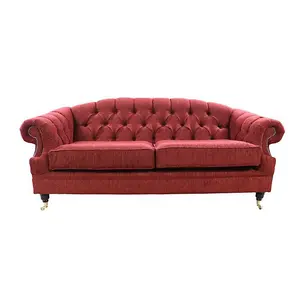 Chesterfield Handmade Merton 3 Seater Sofa Camden Wine Red Real Fabric