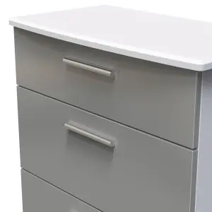 Harrow 3 Drawer Deep Chest in Grey Gloss (Ready Assembled)