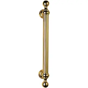 Ornate Pull Handle with Reeded Grip 353mm Fixing Centres Polished Brass