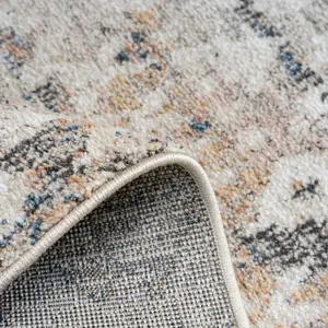 Neutral Beige Distressed Diamond Geometric Soft Runner Rug 60x240cm