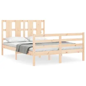 Berkfield Bed Frame with Headboard Small Double Solid Wood