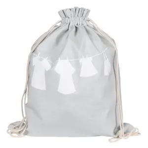 Grey Draw String Cotton Laundry Bag