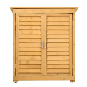 2 x 3 ft Wooden Garden Storage Cabinet Shed Box Organizer Pent Roof with 2 Tier Storage Shelf