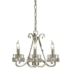 Luminosa Oksana 3 Light Multi Arm Ceiling Pendant Chandelier Polished Nickel, E14