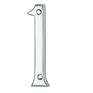 Polished Chrome Door Number 1 75mm Height 4mm Depth House Numeral Plaque